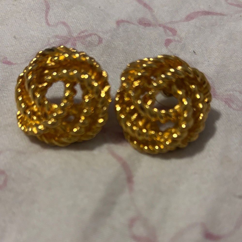 Elegant Gold-Tone Twisted Knot Earrings